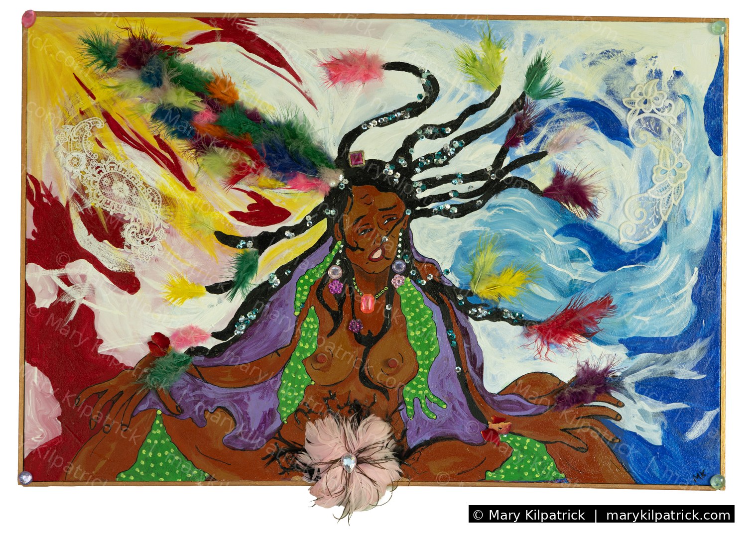 Original figurative painting 'Earth Mother' by Mary Kilpatrick — Acrylic & mixed media on canvas, 36 × 24 in