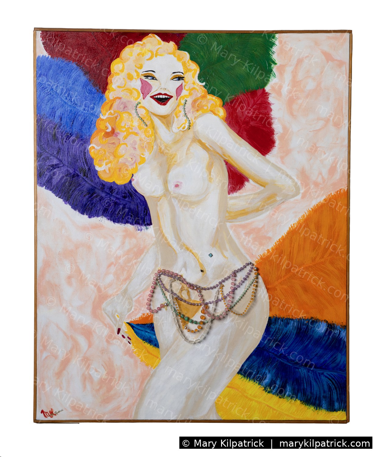 Original figurative painting 'Showgirl' by Mary Kilpatrick — Acrylic & mixed media on canvas, 20 × 24 in